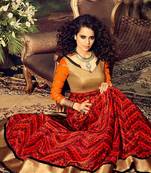 Orange velvet semi stitched wedding gown stlye anarkali