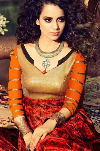 Orange velvet semi stitched wedding gown stlye anarkali