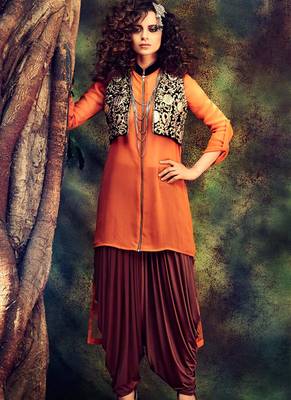 Orange Viscose Georgette Wedding Punjabi Salwar Suit 1