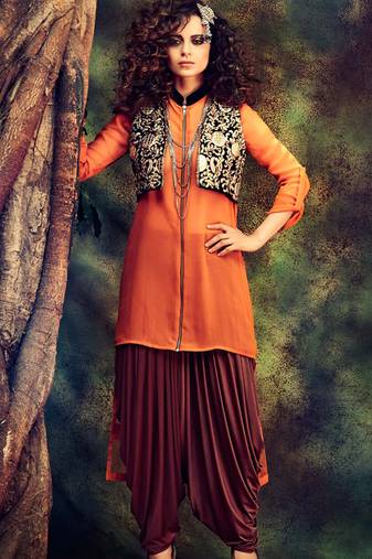 Orange Viscose Georgette Wedding Punjabi Salwar Suit