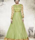 Green net semi stitched wedding anarkali dress