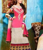 Pink georgette semi stitched wedding straight cut suit