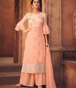 Peach georgette semi stitched party palazzo suit
