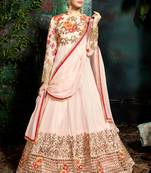 Pink georgette semi stitched wedding anarkali suit