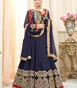Blue georgette semi stitched wedding abaya anarkali