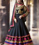 Black georgette semi stitched wedding anarkali churidar
