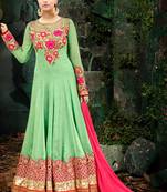 Green georgette semi stitched wedding anarkali suit