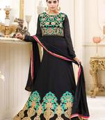 Black georgette semi stitched wedding abaya anarkali