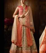 Pink viscose jacquard & net semi stitched wedding anarkali suit