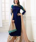 Blue modal satin semi stitched wedding palazzo suit
