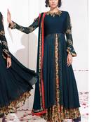Blue georgette semi stitched wedding gown anarkali churidar