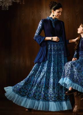 Ice blue georgette semi stitched wedding floor length anarkali 1