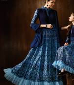 Ice blue georgette semi stitched wedding floor length anarkali