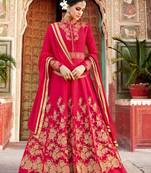 Red silk semi stitched wedding salwar kameez