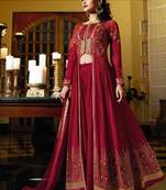 Red georgette semi stitched wedding salwar kameez