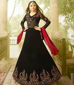 Black georgette semi stitched wedding anarkali suit