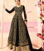Black georgette semi stitched wedding designer skirt kameez