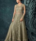 Green net semi stitched wedding pakistani suit