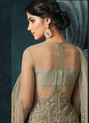 Green net semi stitched wedding pakistani suit 2