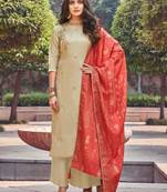 Beige upada silk semi stitched party palazzo salwar kameez