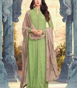 Green georgette semi stitched wedding sherwani suit