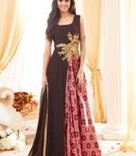 Brown georgette semi stitched party gown