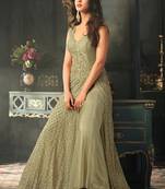 Pink net semi stitched wedding pakistani suit