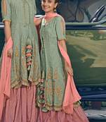 Green rangoli georgette semi stitched wedding sharara salwar suit