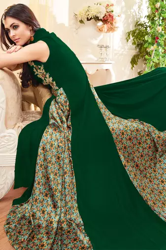 Green georgette semi stitched party pakistani suit