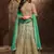 Beige net semi stitched wedding skirt kameez