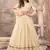 Cream net semi stitched wedding gown anarkali