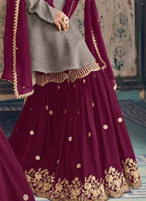 Grey georgette semi stitched party kids sharara kameez 2