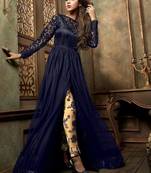 Blue net semi stitched party pakistani suit