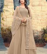 Beige georgette semi stitched wedding anarkali suit