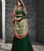 Green georgette semi stitched wedding gown anarkali