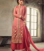 Pink georgette semi stitched palazzo shalvar suit