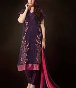 Wine georgette satin semi stitched party churidar suit