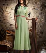 Green georgette semi stitched gown anarkali suit