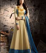 Beige georgette semi stitched party gown anarkali