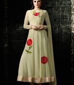 Green georgette semi stitched gown anarkali