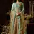 Turquoise raw silk & lycra semi stitched party gown anarkali