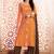 Orange silk semi stitched party pant style suit