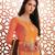 Orange silk semi stitched party pant style suit