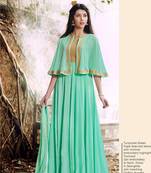 Green georgette semi stitched party gown anarkali