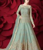 Green net semi stitched gown anarkali
