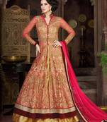 Pink net semi stitched wedding pakistani suit with skirt