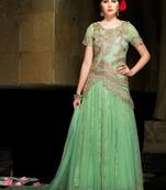 Green net semi stitched wedding gown anarkali