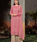 Pink georgette semi stitched wedding palazzo salwar kameez
