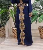 Navy Blue Georgette Beads and Stone Work Kaftan