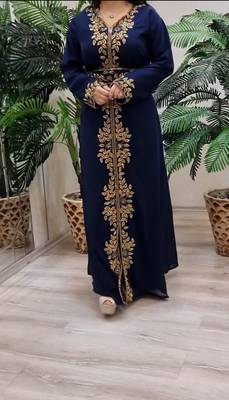 Navy Blue Georgette Beads and Stone Work Kaftan 2